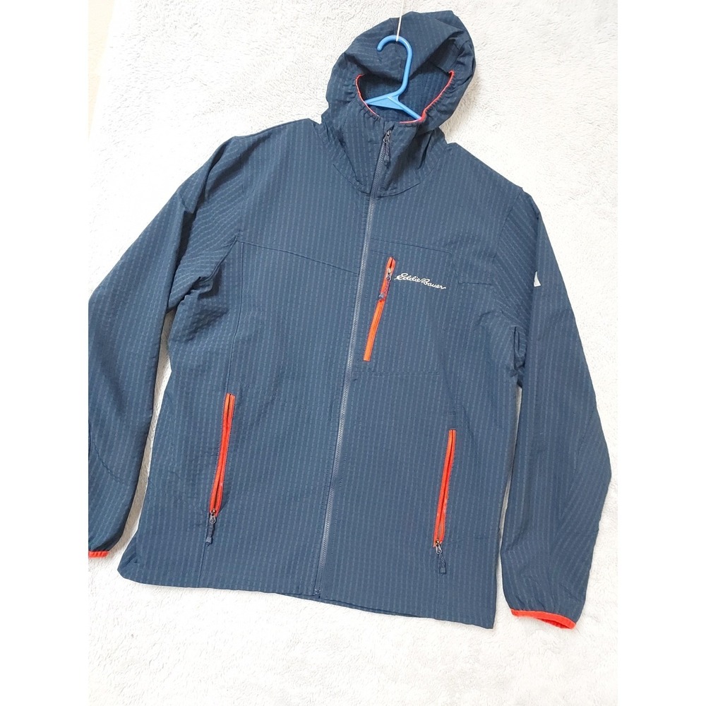 Eddie Bauer Jacket Mens Large First Ascent Grid Fleece Lined Hoodie Blue Waffle